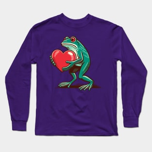 Frog carrying a heart Long Sleeve T-Shirt